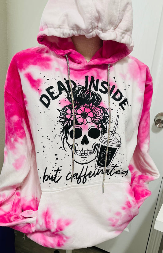Dead but caffeinated Hoodie with bling pull string